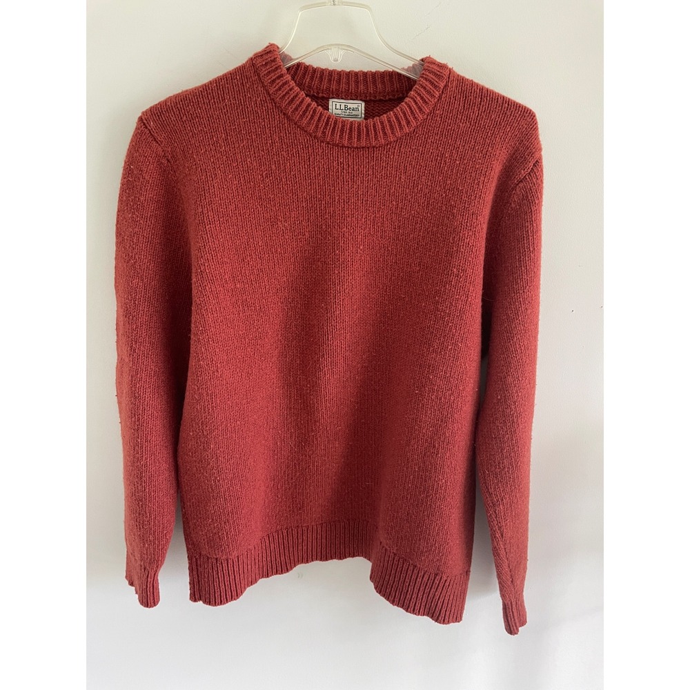 Vintage L.L. Bean Mens XL Lambswool Crewneck Sweater Terracotta Red Knit 509750
